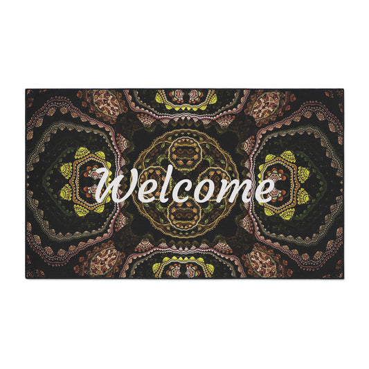 Welcome Heavy Duty Floor Mat — Boho Kaleidoscope Entrance Rug for Home & Office
