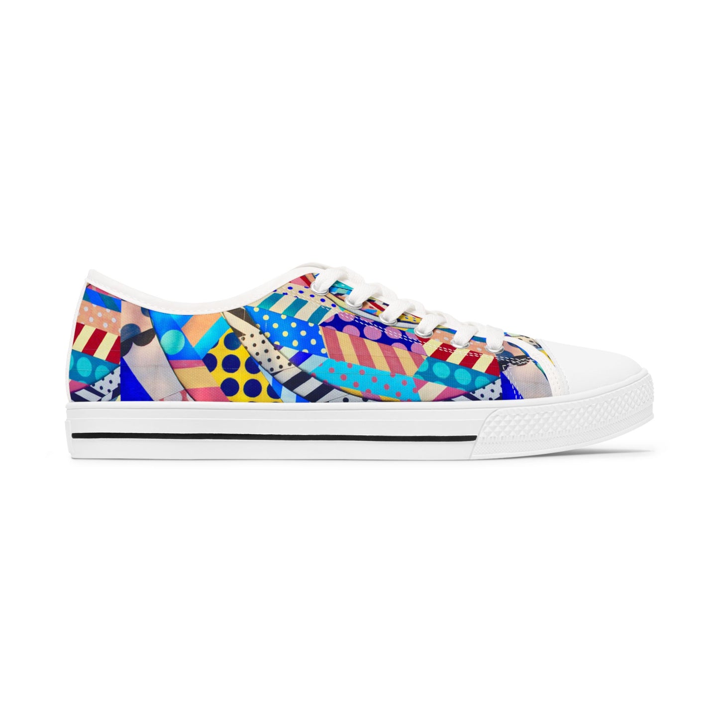 Colorful Abstract Pattern Low Top Sneakers – Bold Geometric Print