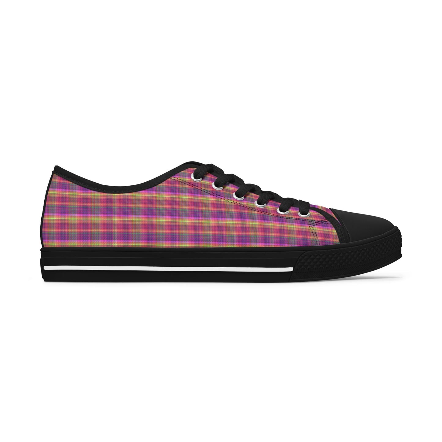 Plaid Low Top Sneakers — Women's Casual Canvas Shoes
