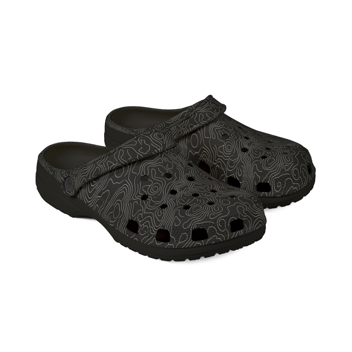 EVA Foam Clogs — Lightweight Black Swirl Slip‑On Shoes