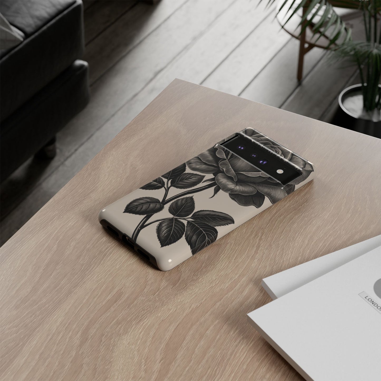Black Rose Phone Case, Tough Cases with Floral Design, Elegant Tech Accessory, Gift for Flower Lovers, Stylish Protection
