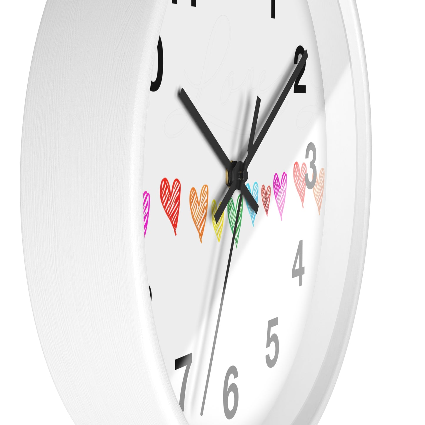 Rainbow Hand-Drawn Hearts Wall Clock | Colorful Heart Line Clock