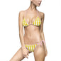 Cheerful Yellow Smiley Women's Bikini Swimsuit, Fun Summer Swimwear, Beachwear, Pool Party Outfit, Cute Gift for Her