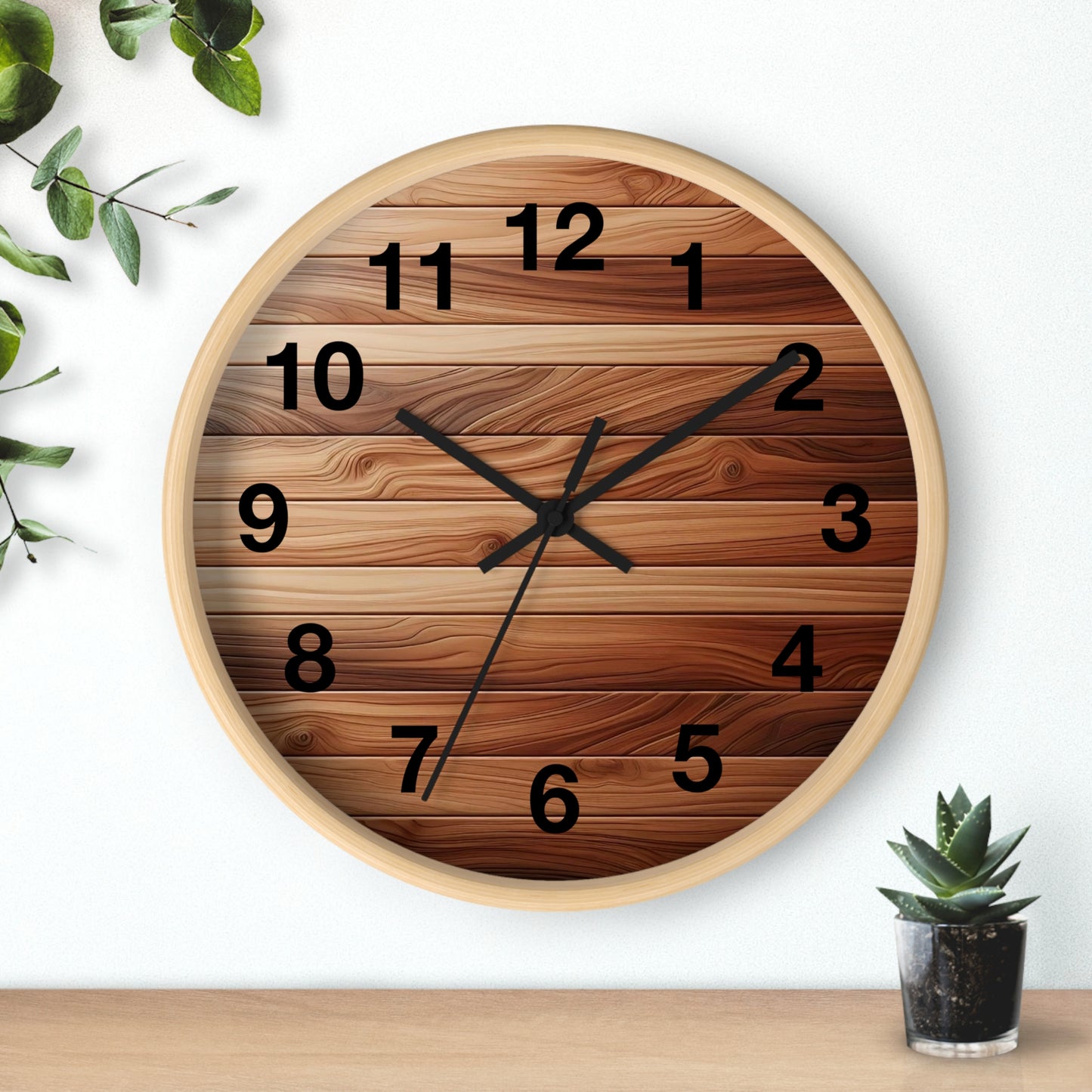 Rustic Wood Wall Clock - Natural Timber Home Decor