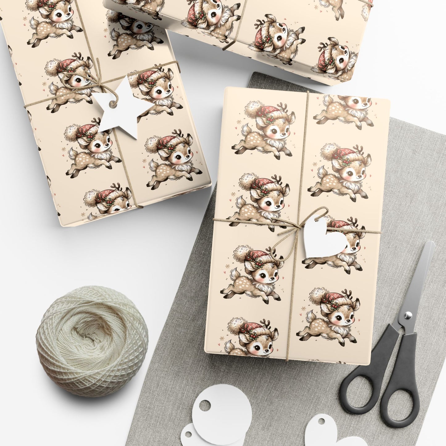 Gift Wrap Paper — Cute Retro Teddy Bear Pattern (Neutral Beige)