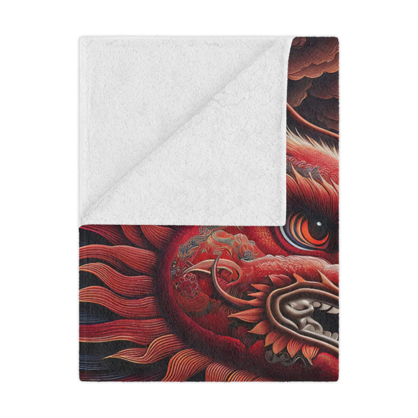Red Dragon Minky Blanket — Soft Plush Throw with Fiery Asian Dragon Art