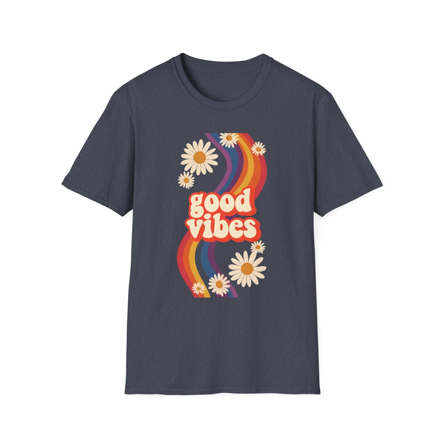Good Vibes Unisex Softstyle T-Shirt, Retro Sunshine Tee, Positive Energy Shirt, Festival Apparel, Gift for Friends