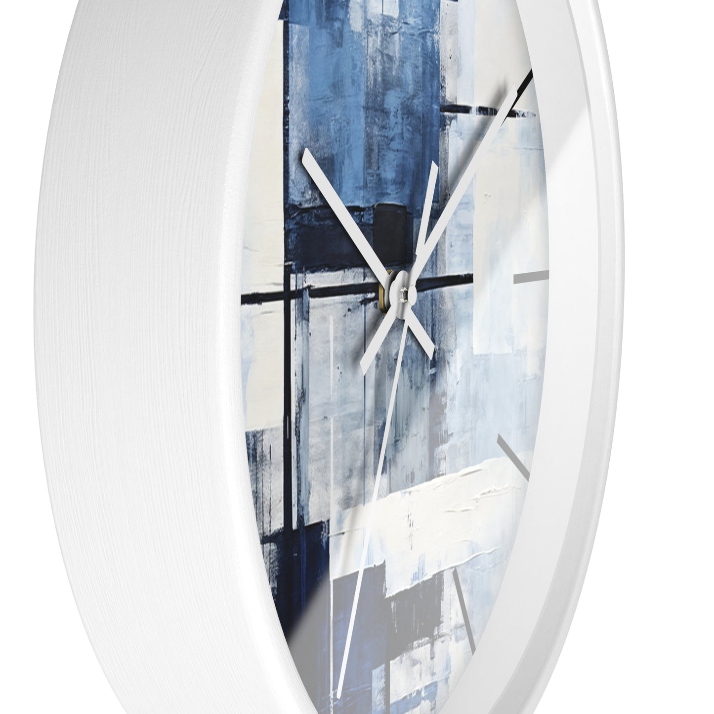 Abstract Blue Geometric Wall Clock — Modern Minimalist Home Decor