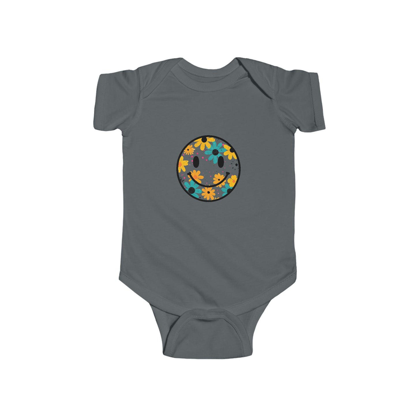 Floral Smile Baby Bodysuit — Cute Flower Smiley Infant Onesie