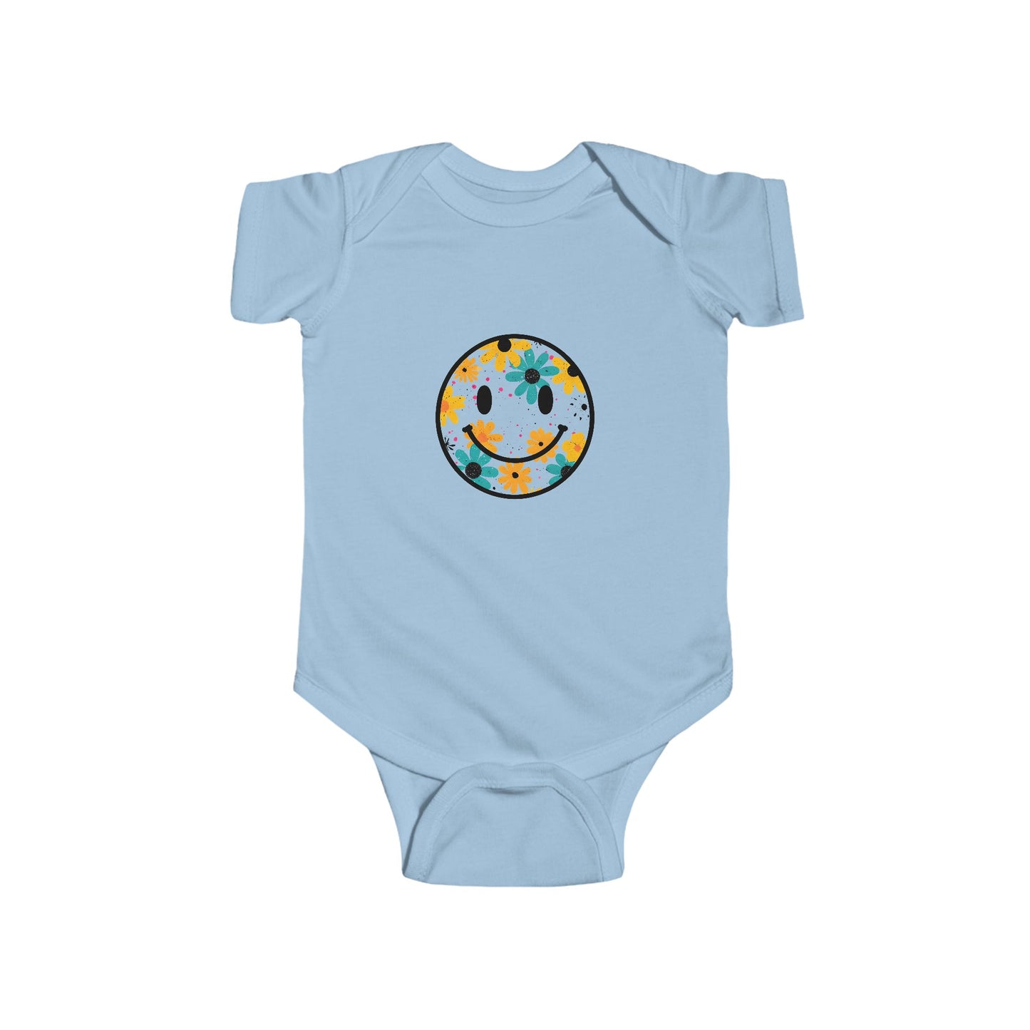 Floral Smile Baby Bodysuit — Cute Flower Smiley Infant Onesie