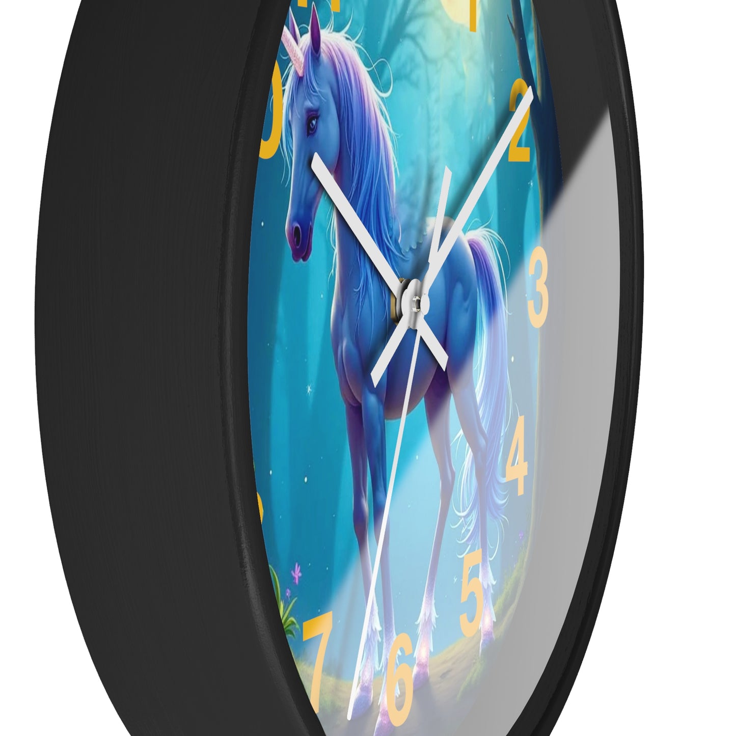 Blue Unicorn Fantasy Wall Clock | Magical Forest Timepiece