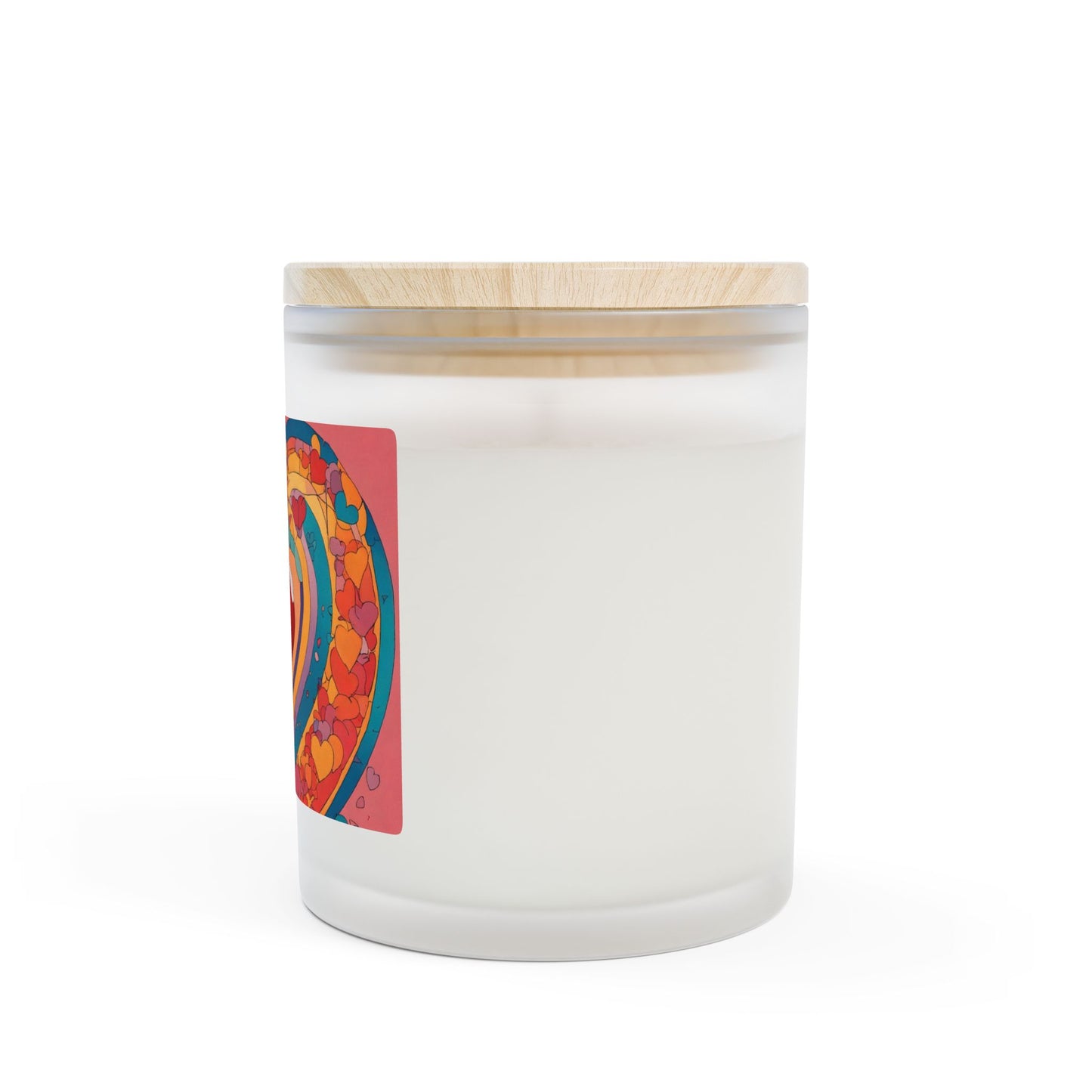 Heart Rainbow Frosted Glass Candle — 11oz Valentine Love Scented Candle