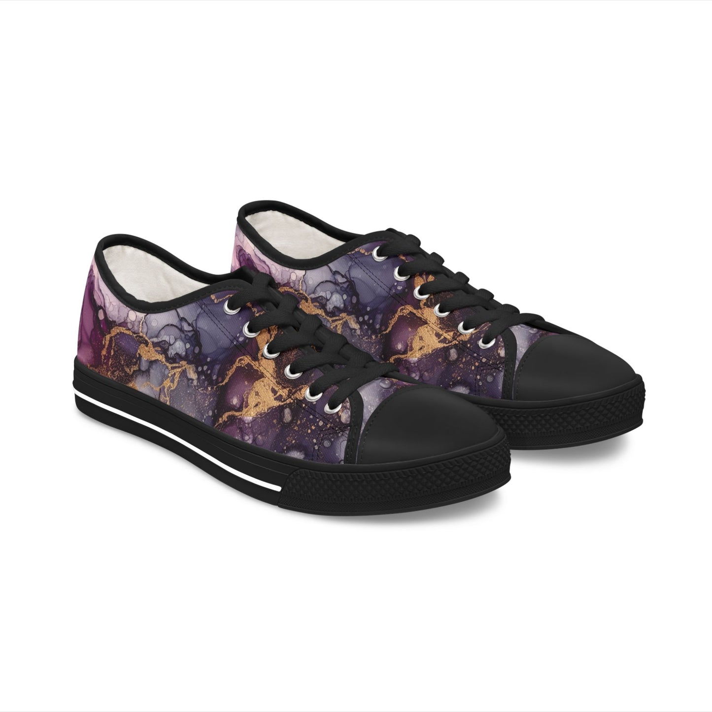 Low Top Sneakers — Purple Marble Galaxy Print