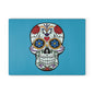 Decorative Glass Cutting Board with Colorful Sugar Skull Design