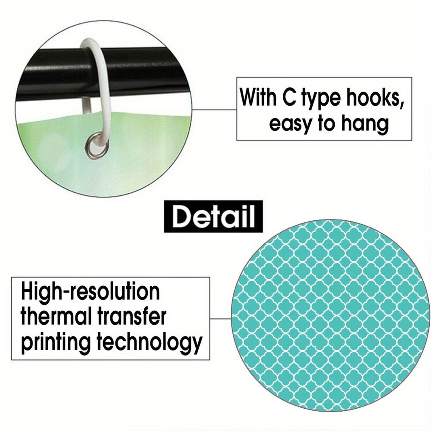 Waterproof Shower Curtain - Teal