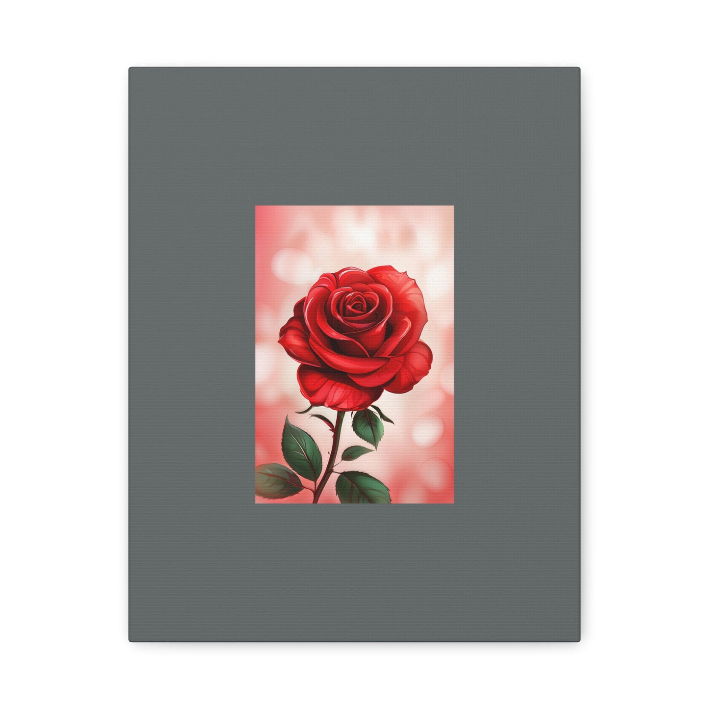 Red Rose Vertical Matte Canvas Print — Romantic Floral Wall Art