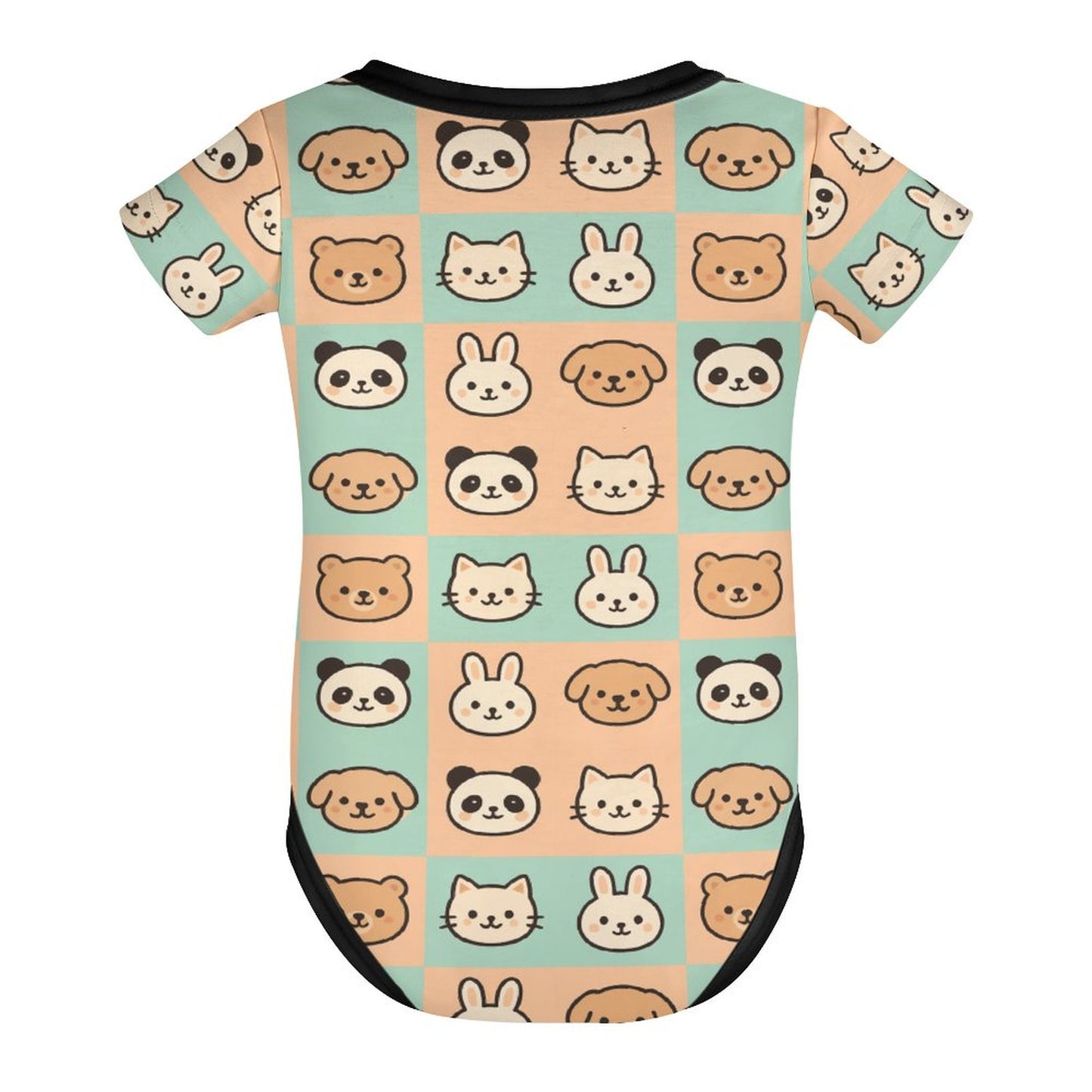 Faux Cotton Short Sleeve Baby Romper cutie animals