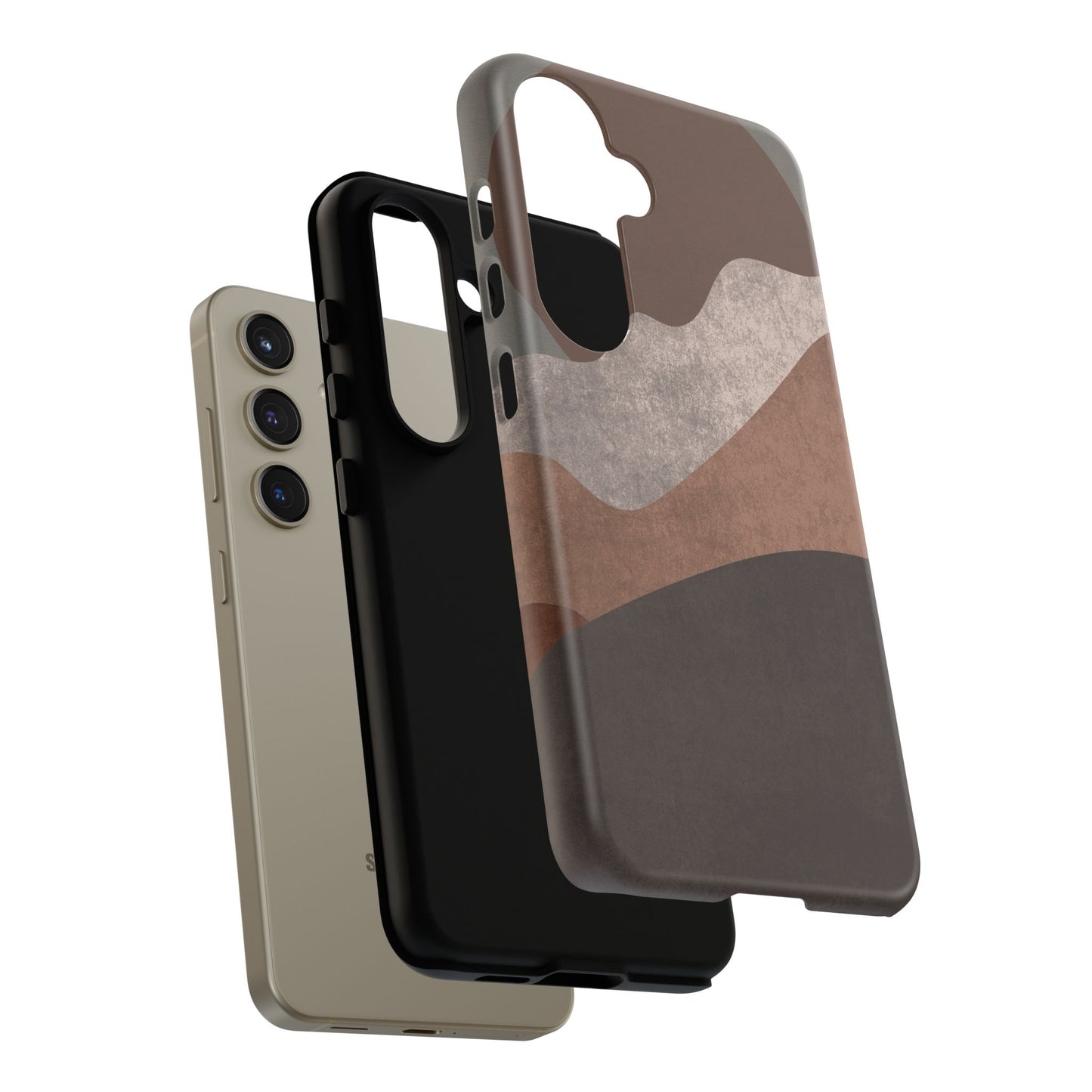 Abstract Earthtone Phone Case — Brown Layered Rugged Tough Case