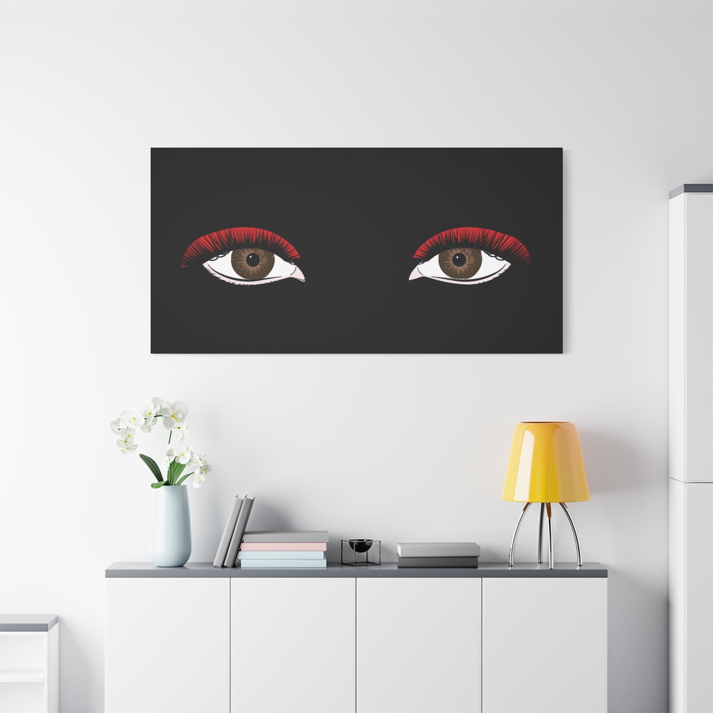 Red Lashes Wall Art Canvas — Glam Eyes Makeup Decor