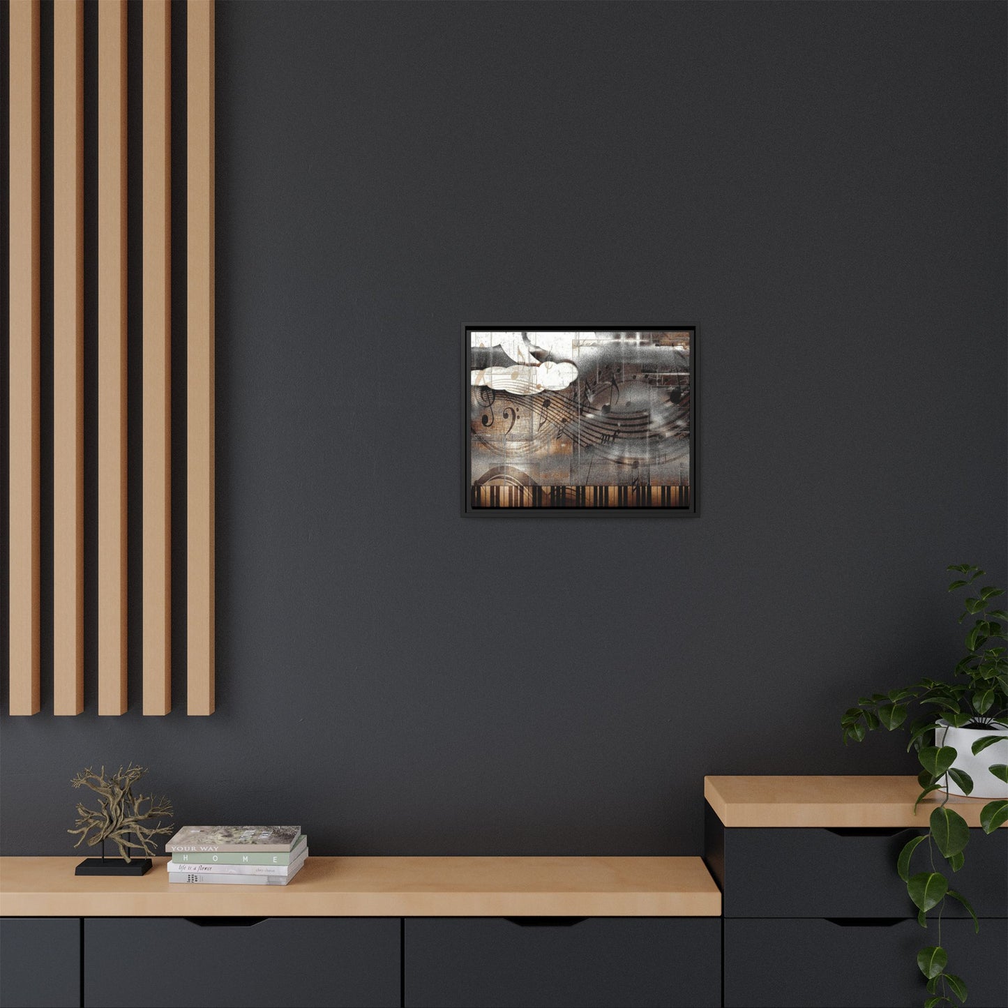 Framed Music Notes Canvas Print — Abstract Vintage Piano & Sheet Music Wall Art