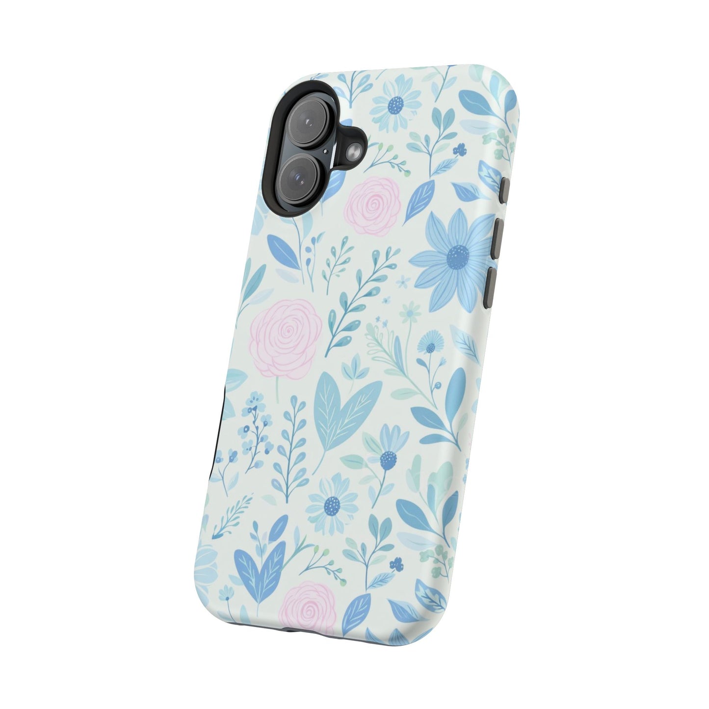 Floral Pastel Magnetic Impact Phone Case — Blue & Pink Botanical Design