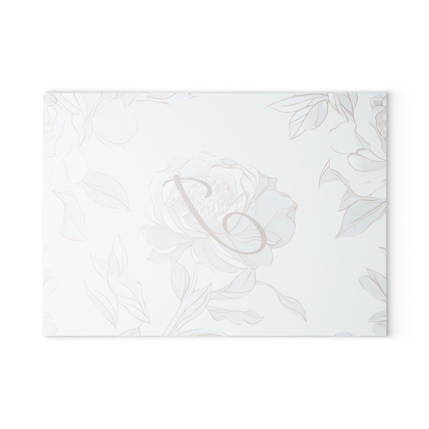 Personalized Floral Glass Cutting Board- Letter J