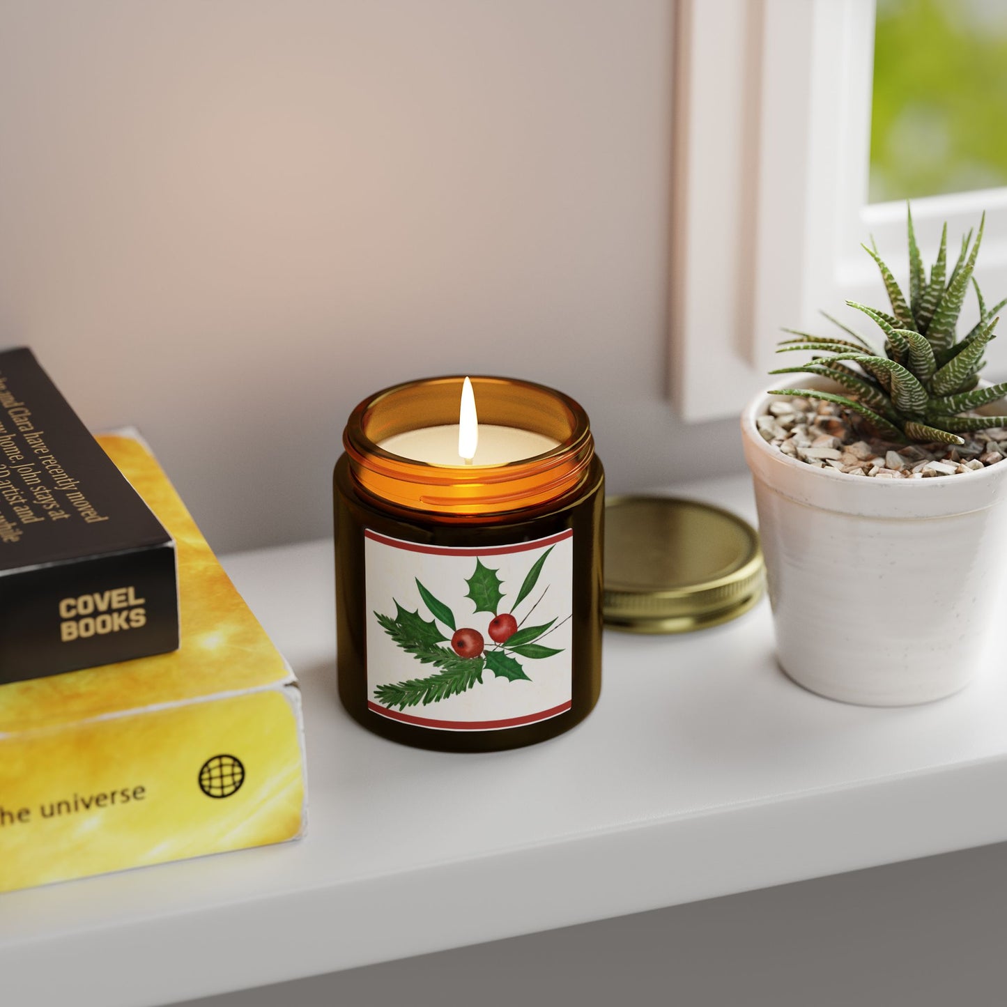 Holiday Holly Scented Candle (Coconut Apricot Wax)
