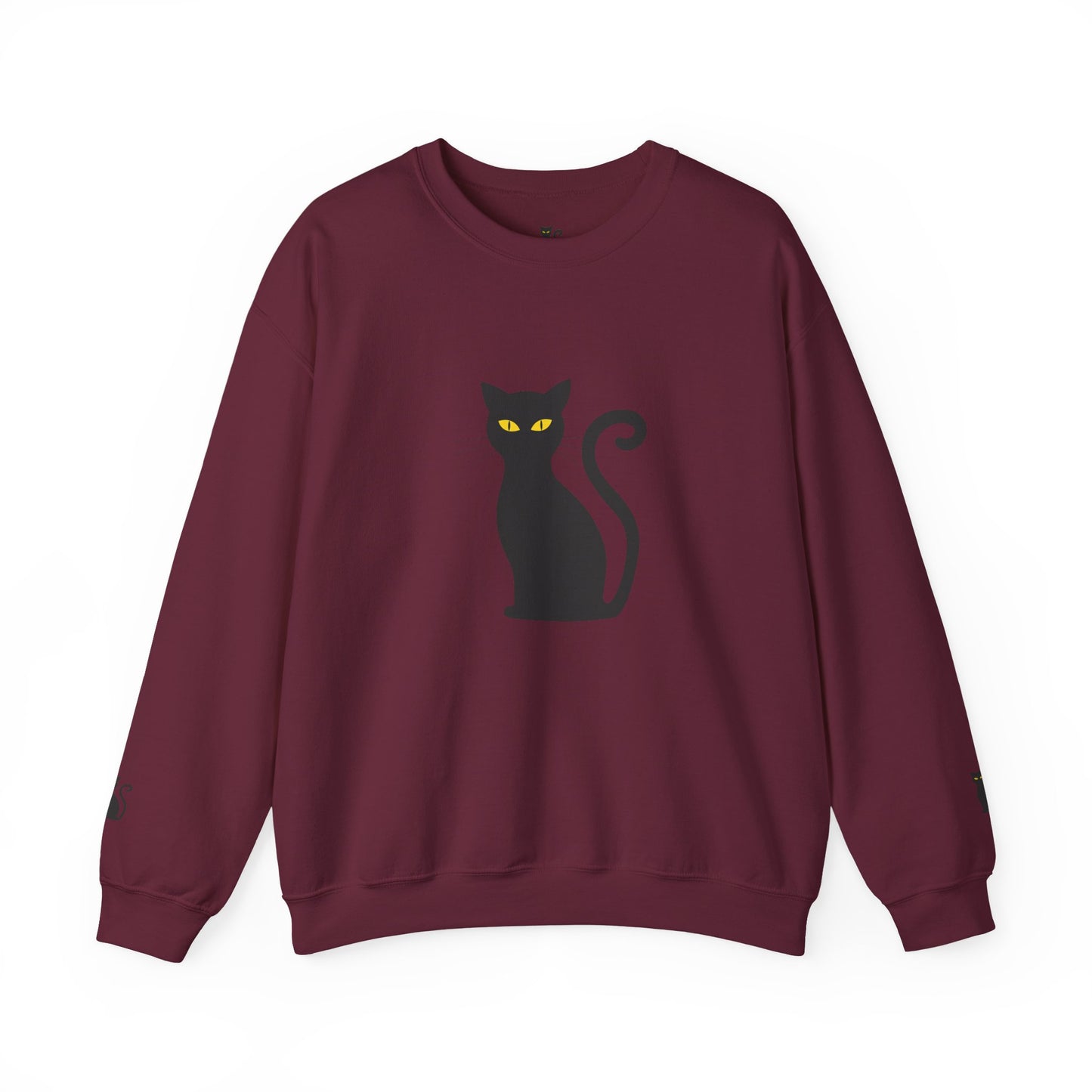 Black Cat Crewneck Sweatshirt — Cute Witchy Halloween Cat Pullover