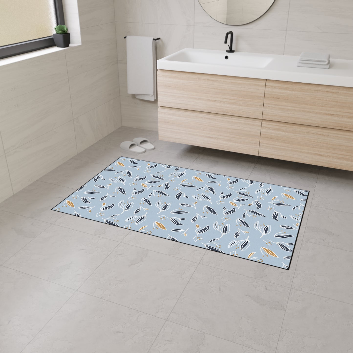 Leaf Pattern Heavy-Duty Floor Mat — Non-Slip Entry & Kitchen Rug