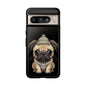 Pug Phone Case – Cute Pug Puppy Illustration on Black Tough Case