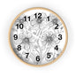 Floral Doodle Wall Clock — Black & White Hand-Drawn Flower Timepiece