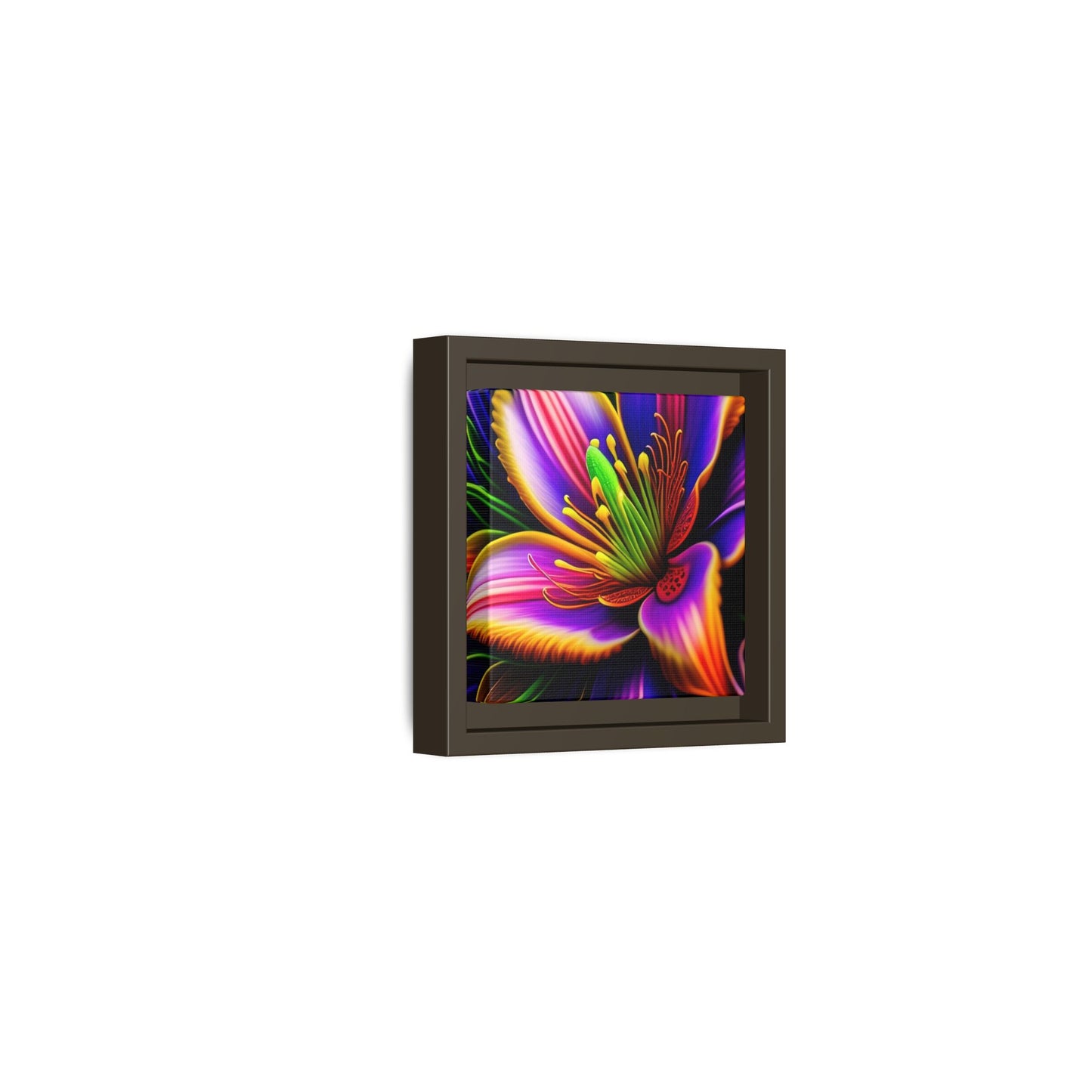 Vibrant Neon Floral Matte Canvas Print — Framed Wall Art