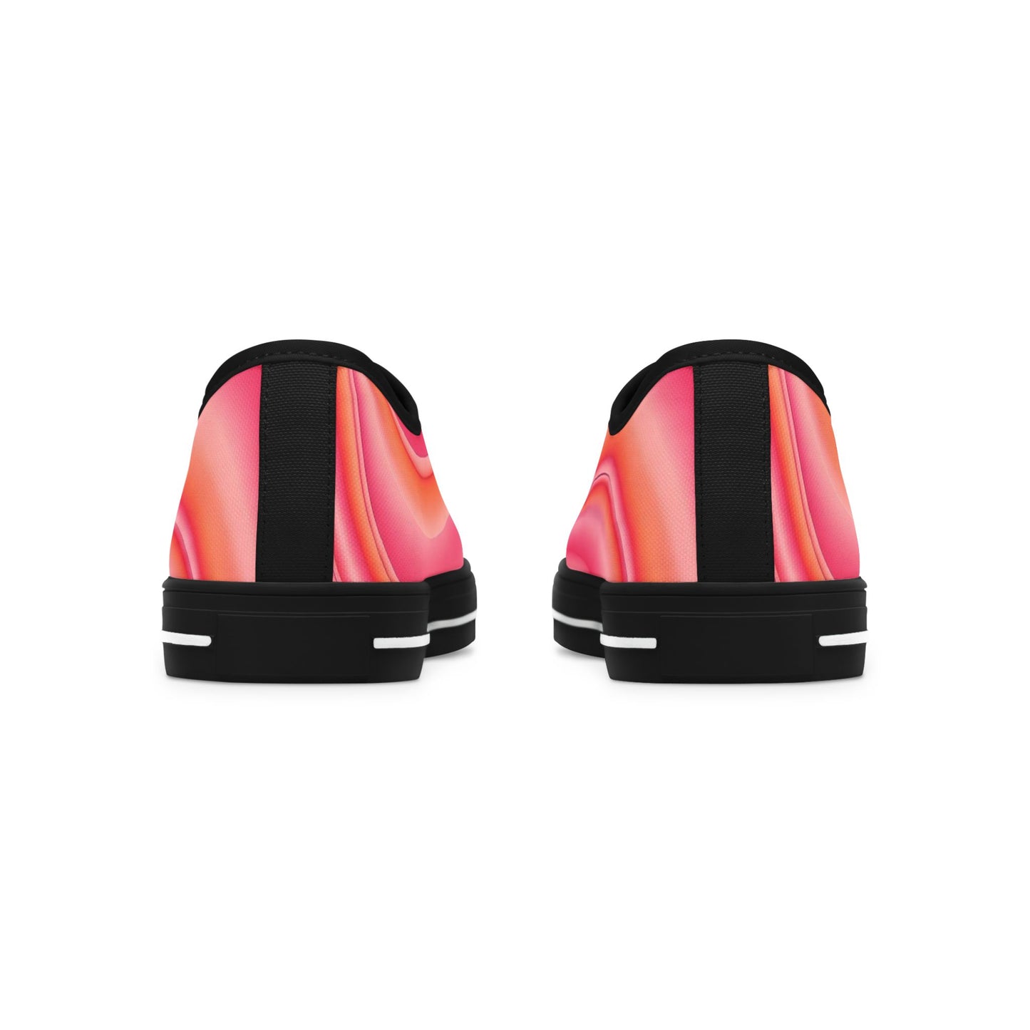 Women's Low Top Sneakers — Pink Retro Wave Swirl Casual Canvas Shoes