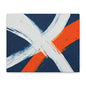 Abstract Navy & Orange Brushstroke Canvas