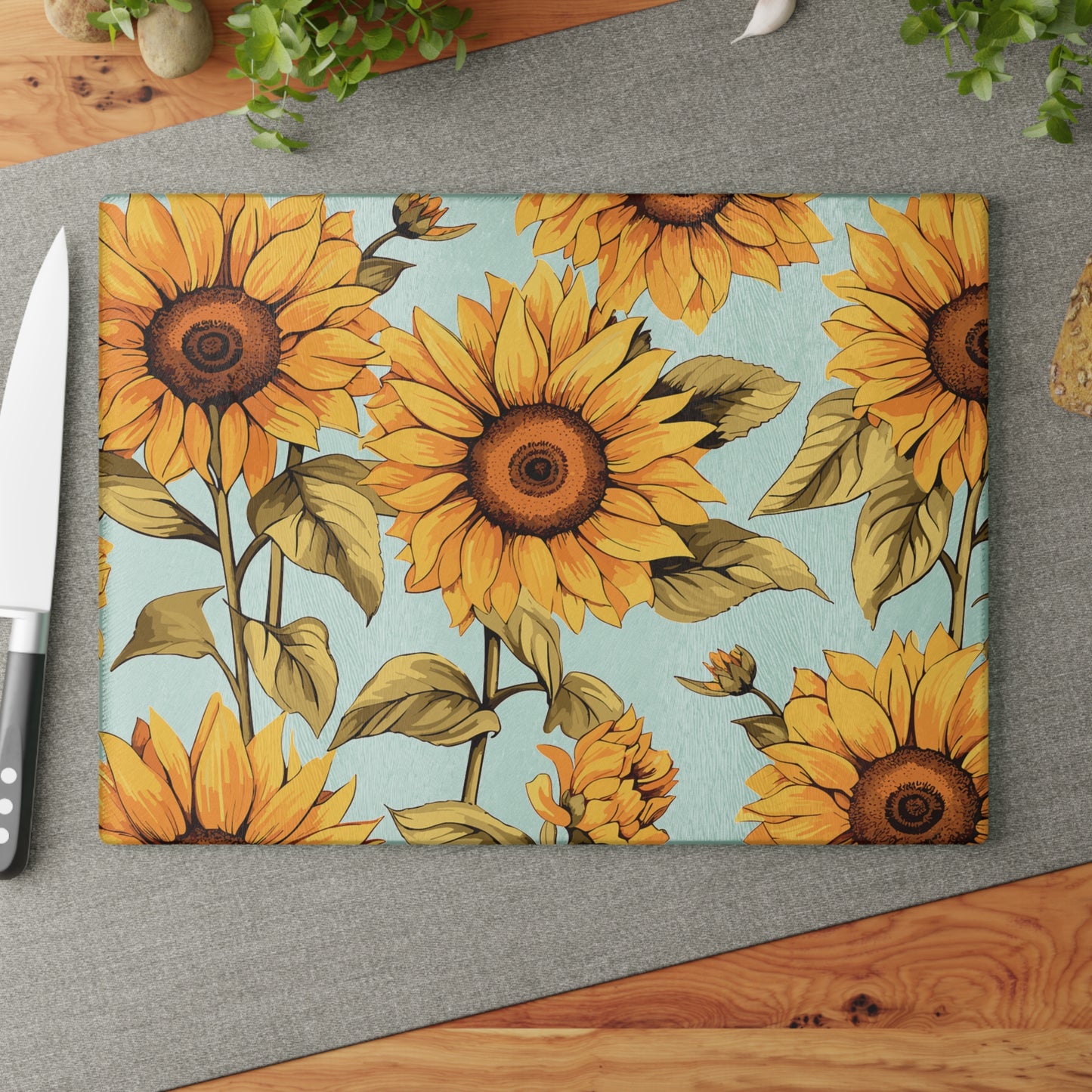 Sunflower Glass Cutting Board  Kitchen Decor
