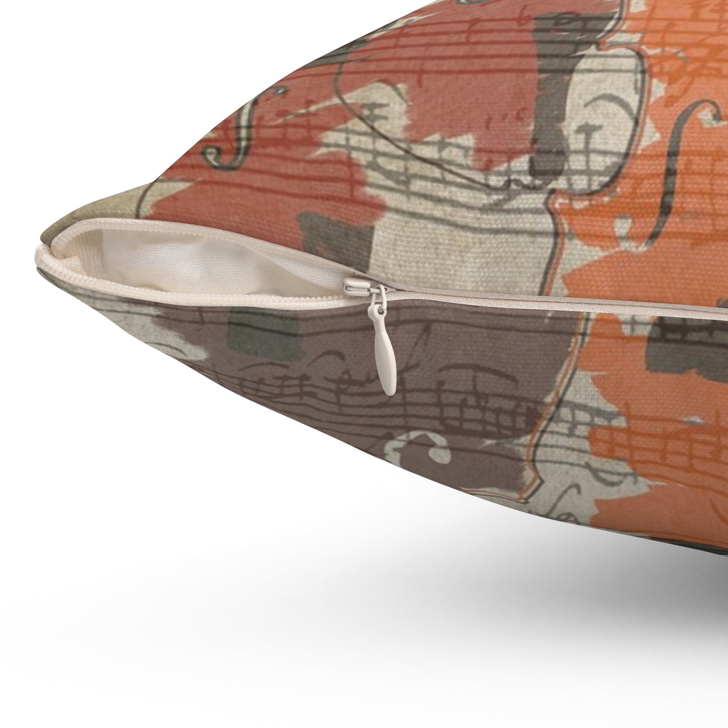 Violin Sheet Music Decorative Pillow — Rustic Orchestra Instrument Throw Pillow