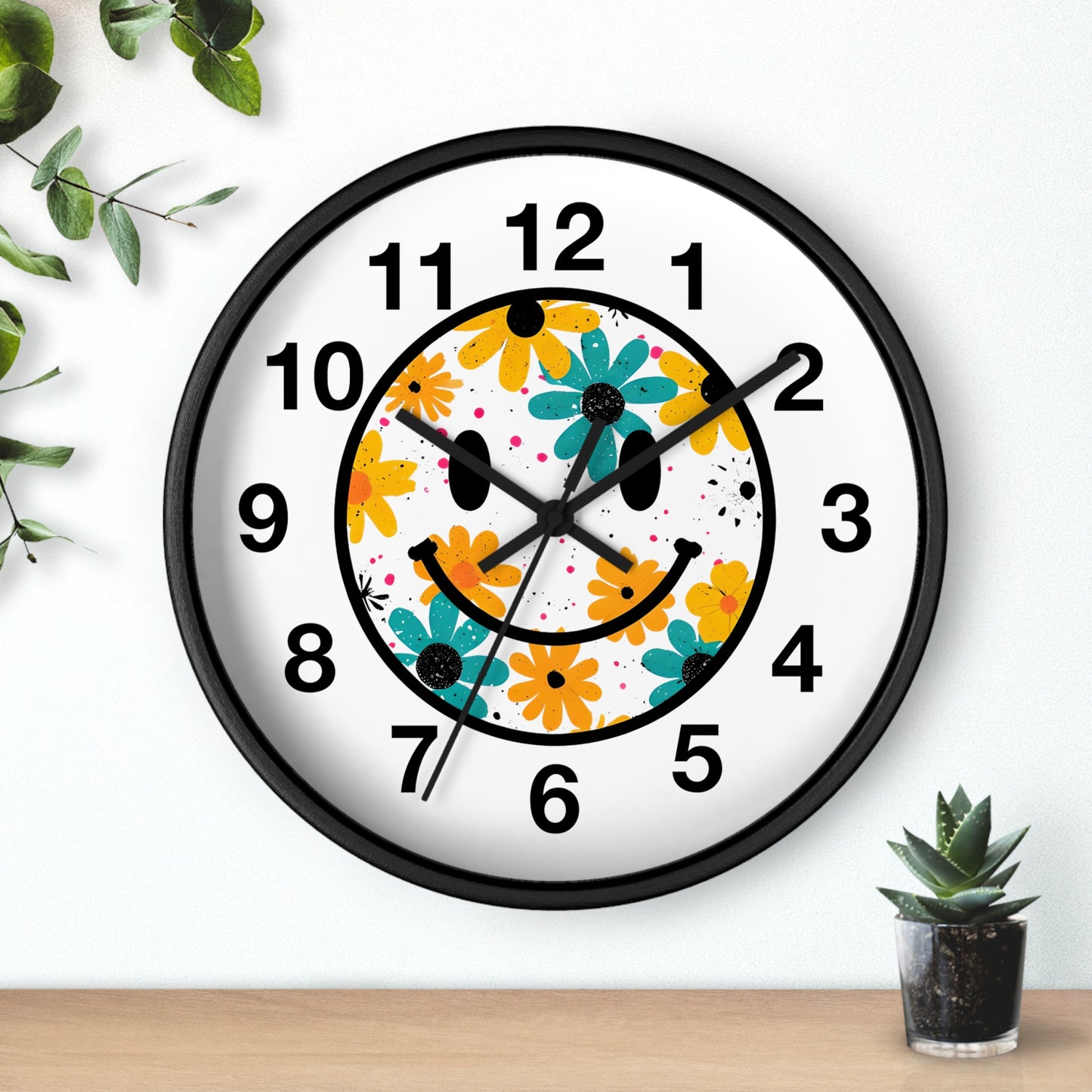 Floral Smile Wall Clock — Cheerful Daisy Face Home Decor
