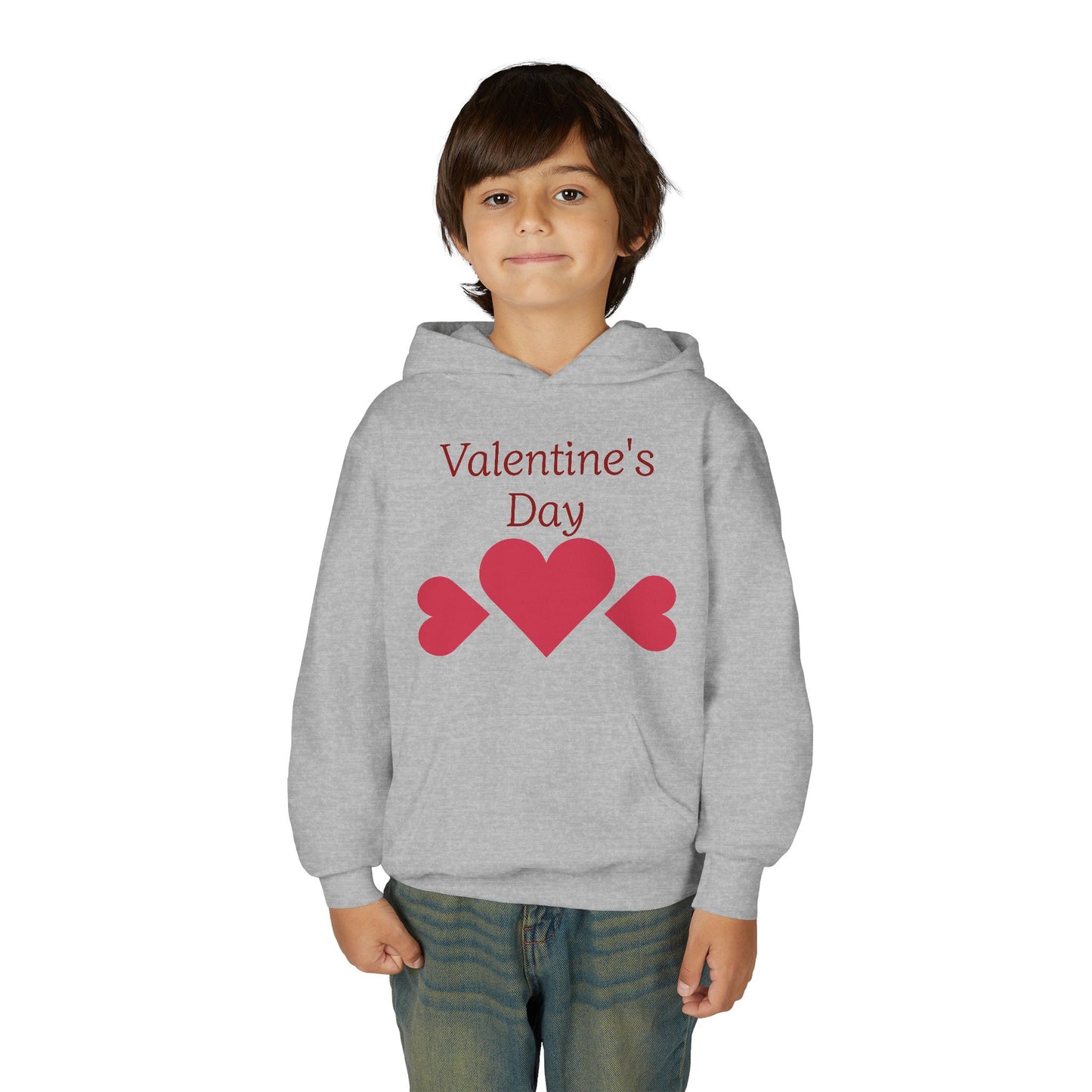 Valentine's Day Kids Hoodie - Pink Heart Trio Youth Sweatshirt
