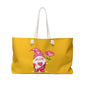 Valentine Gnome Weekender Bag — Cute Pink Heart Gnome Travel Tote