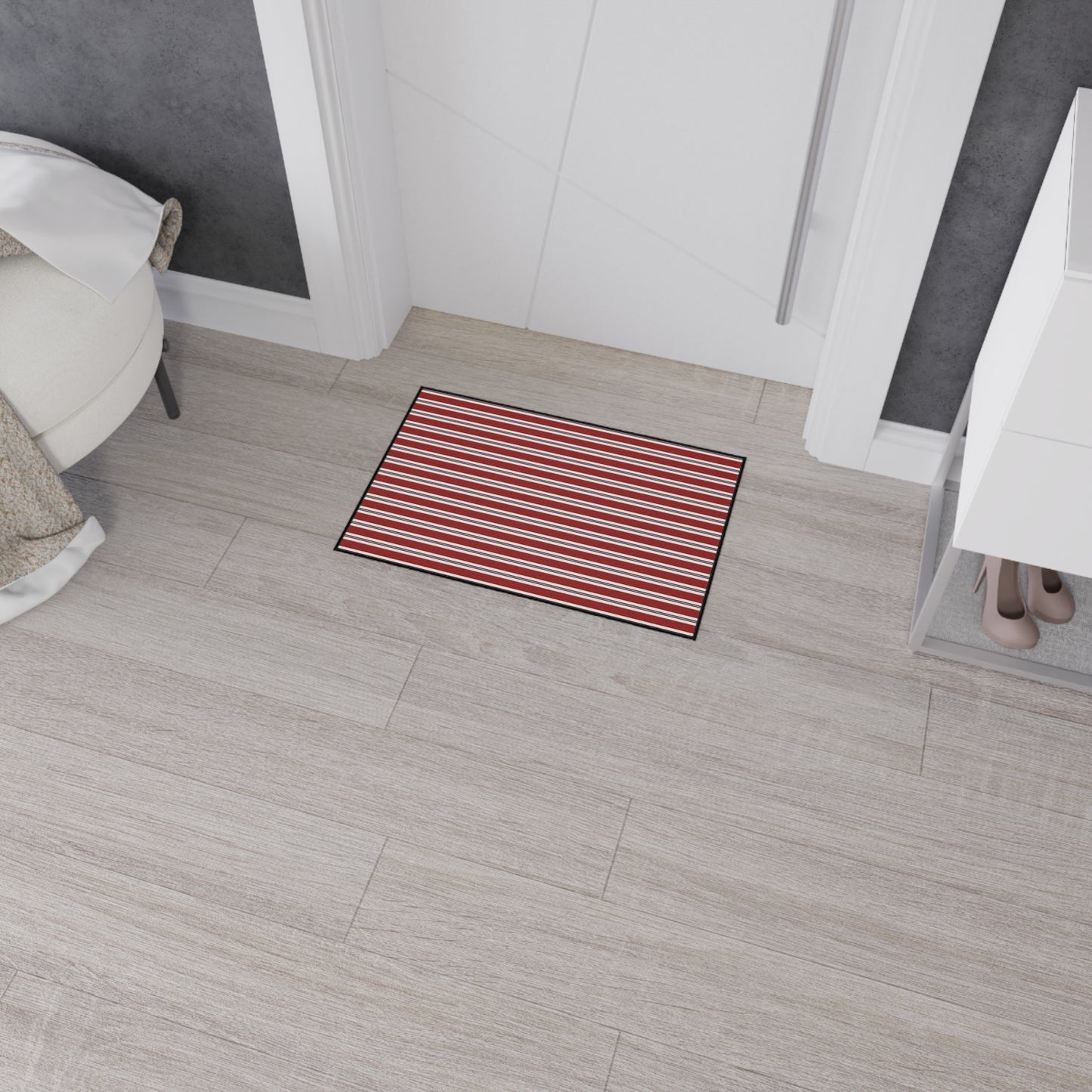 Striped Heavy Duty Floor Mat - Red & White Outdoor/Entry Rug