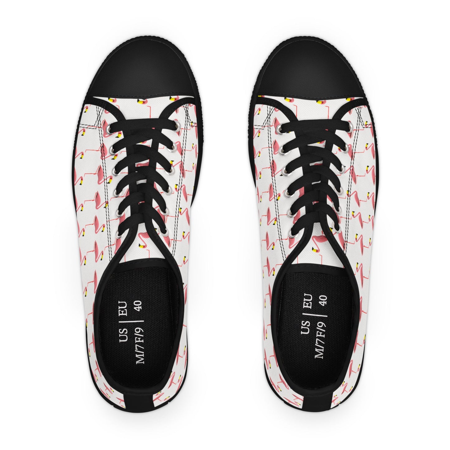 Low Top Sneakers — Pink Flamingo Pattern Casual Canvas Shoes