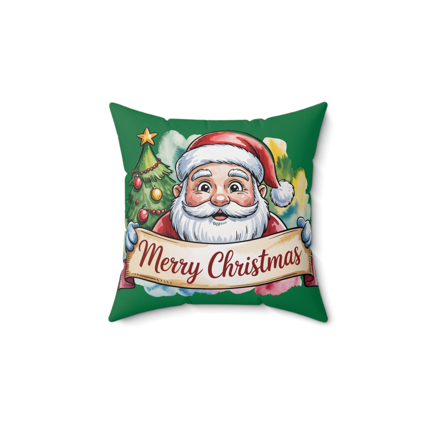 Christmas Santa Pillow — Merry Christmas Decorative Square Throw Pillow