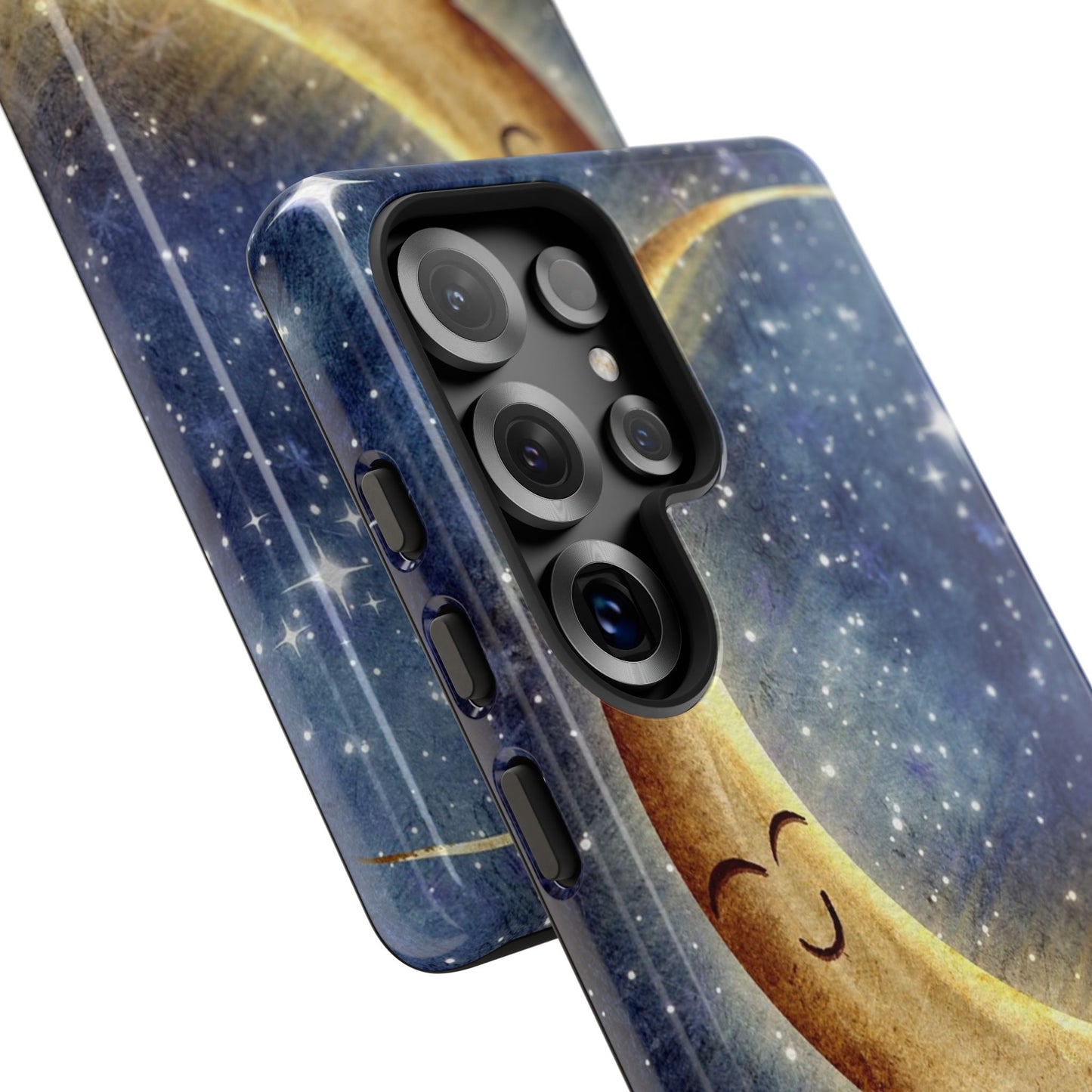 Moonlit Smile Phone Case — Starry Night Crescent Moon iPhone Cover