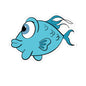 Cute Blue Cartoon Fish Kiss-Cut Sticker — Waterproof Laptop & Water Bottle Decal
