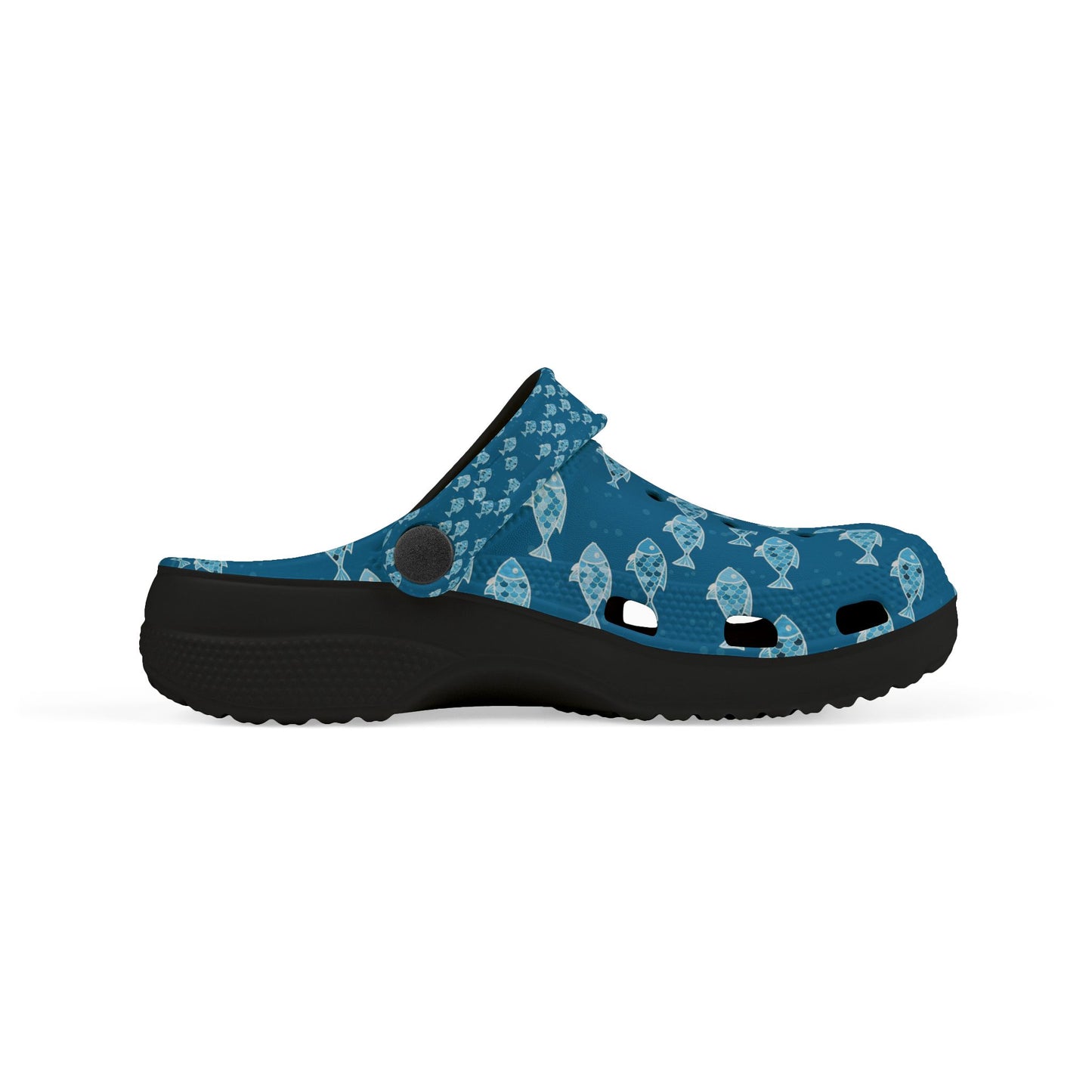 Kids Fish Pattern EVA Foam Clogs — Blue Ocean Slip-On Sandals