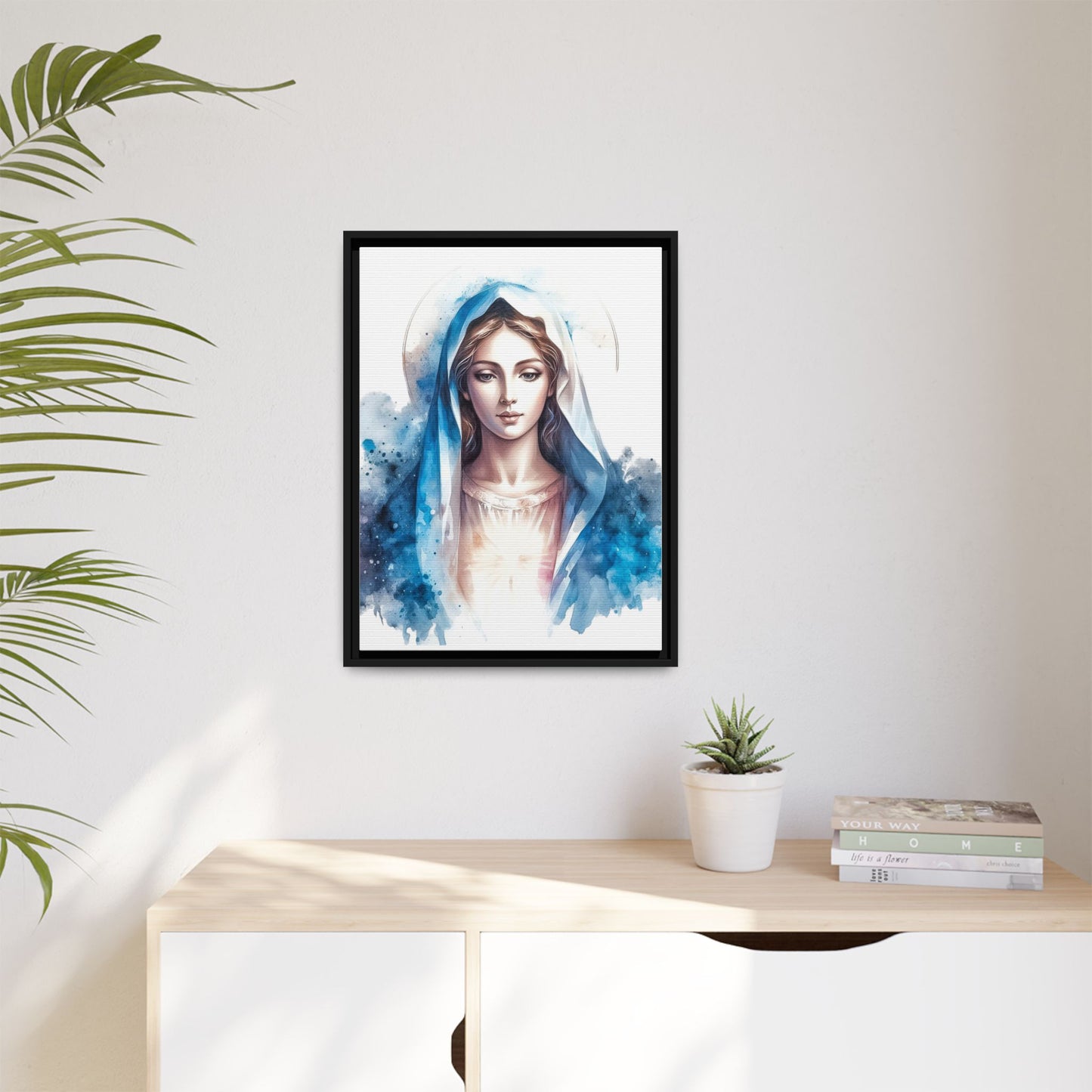Framed Canvas Art Print, Spiritual Decor, Religious Artwork, Wall Decor, Gift for Faith, Elegant Home Decoration