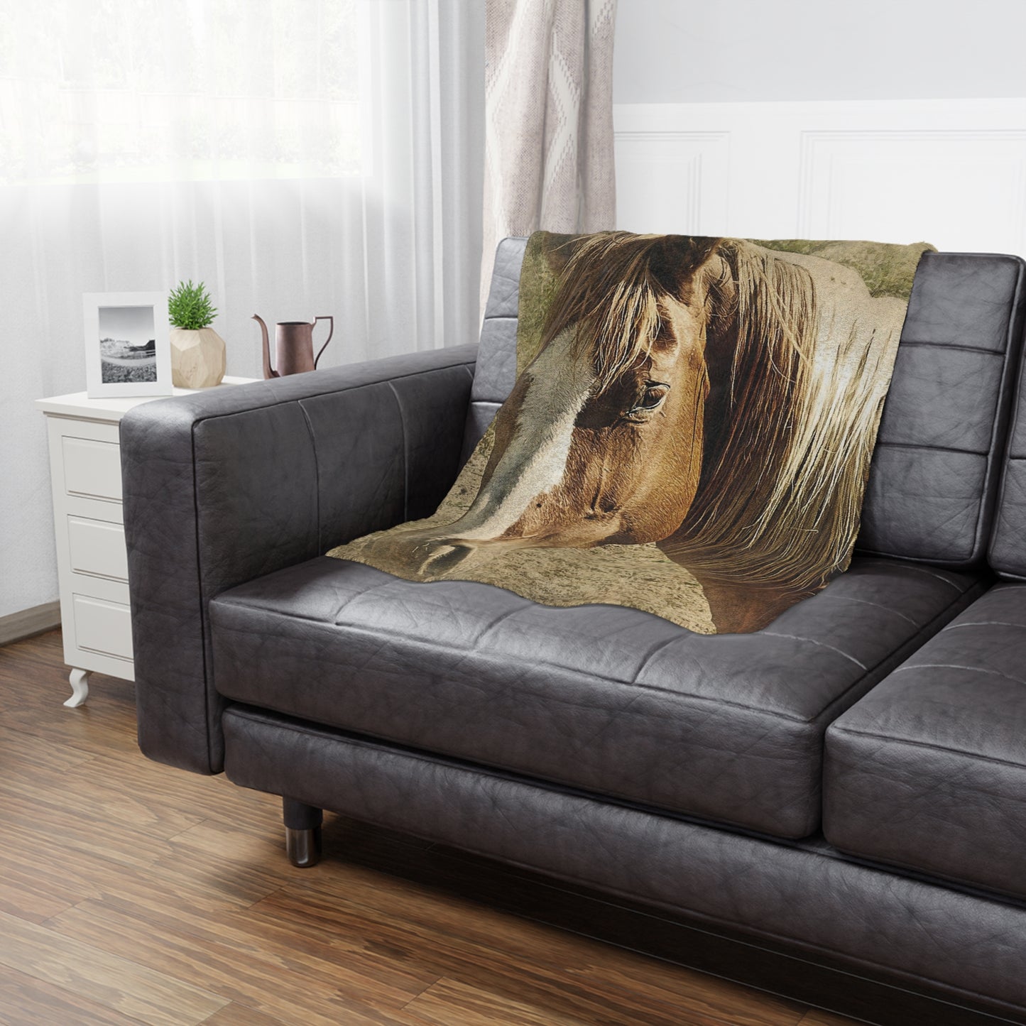 Rustic Horse Minky Blanket — Soft Western Horse Portrait Throw