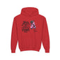 Youth Hoodie — "Love Has Four Paws" Pink Scooter French Bulldog Graphic