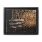 Framed Matte Canvas Print — Autumn Park Bench Photography