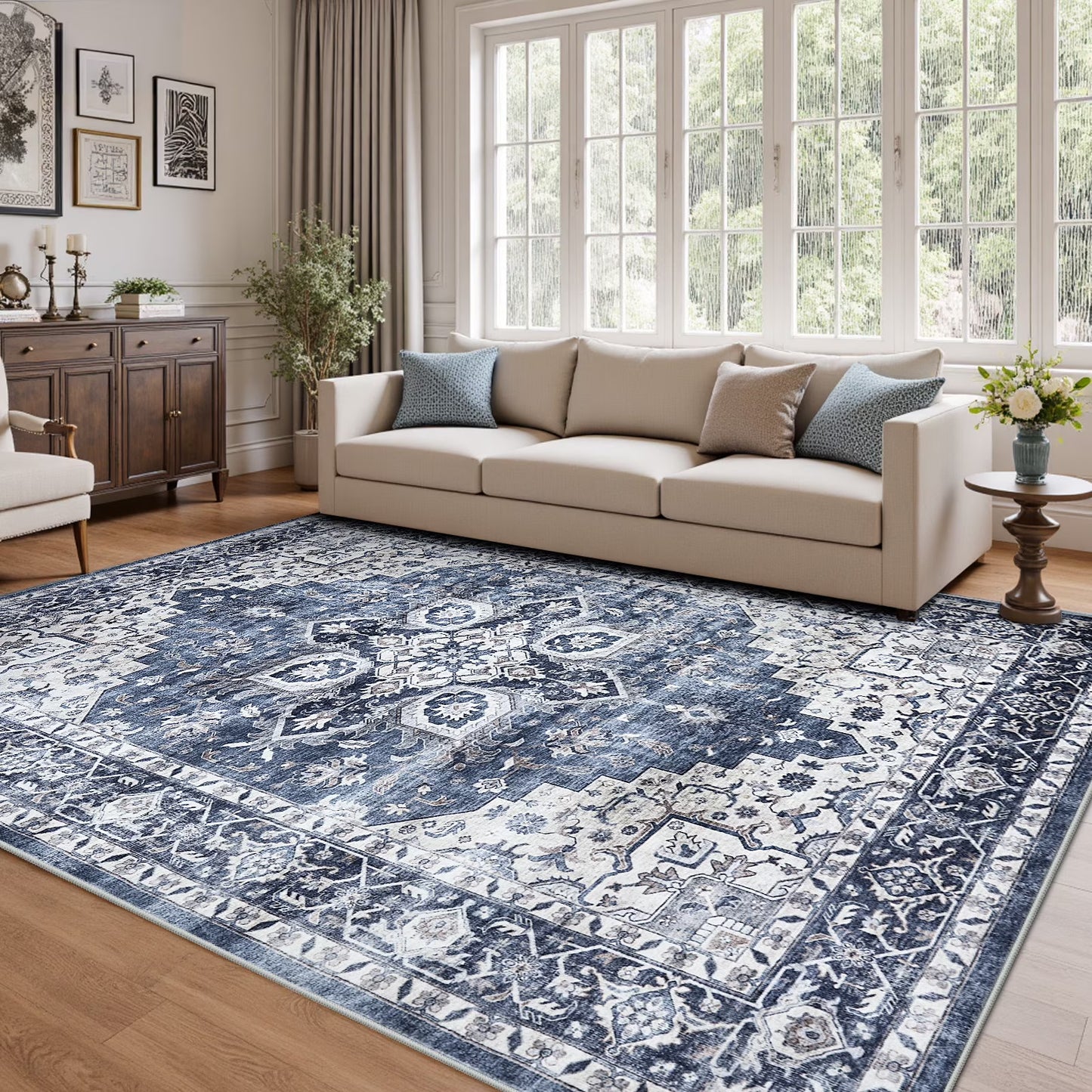 CHITOOMA 8'x10' Area Rugs for Living Room, Machine Washable Rugs Vintage Area Rug